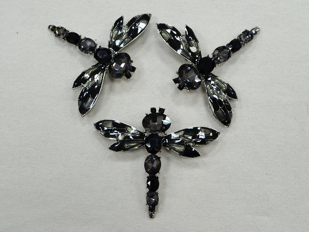брошь чёрная стрекоза арт.13037-black, цена за упаковку (5шт.)