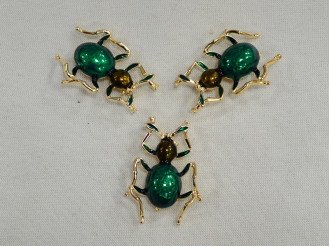 брошь зелёный жук арт.13036-green, цена за упаковку (5шт.)