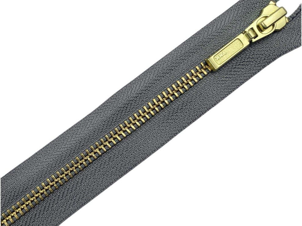 Металлическая молния золото YKK Т5, серый, цена за 1 шт (арт.12-275)