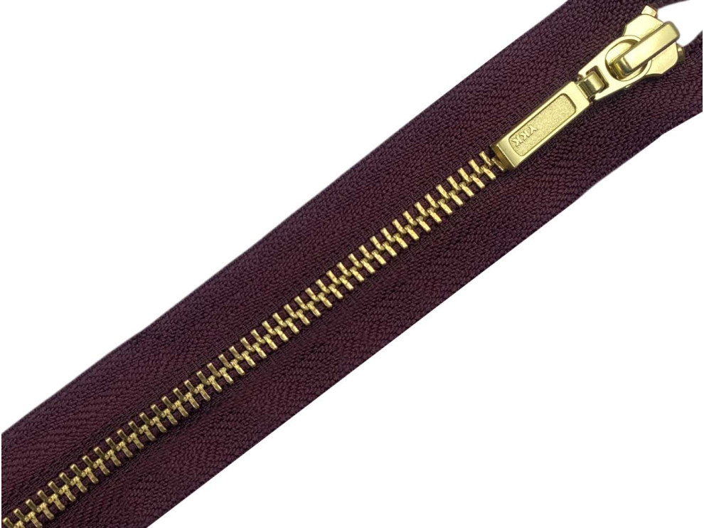 Металлическая молния золото YKK Т5, вишневый, цена за 1 шт (арт.12-864)