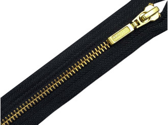 Металлическая молния золото YKK Т5, чёрний, цена за 1 шт (арт.12-g-bl)