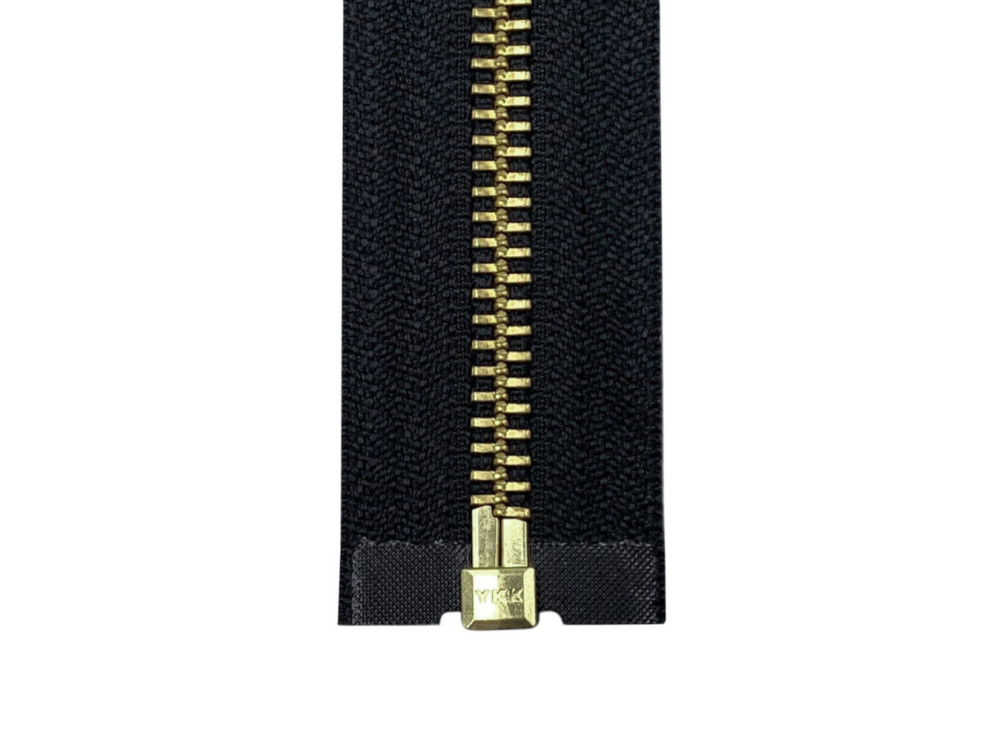 Металлическая молния золото YKK Т5, чёрний, цена за 1 шт (арт.12-g-bl)