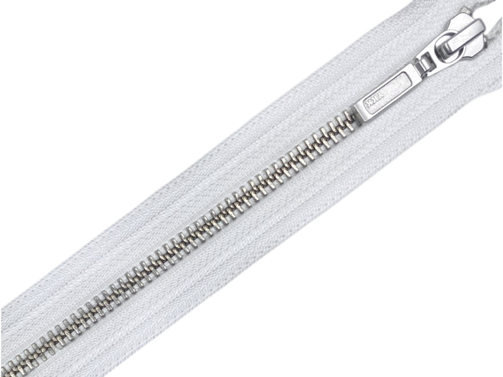 Металлическая молния никель YKK Т5, белый, цена за 1 шт (арт.14-75-501-n)