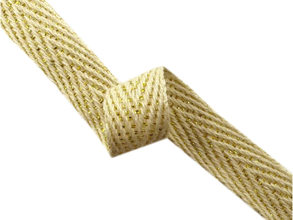 Стрічка кіперна з люрексом, золотий, ціна за 1 метр (арт.15240-g)