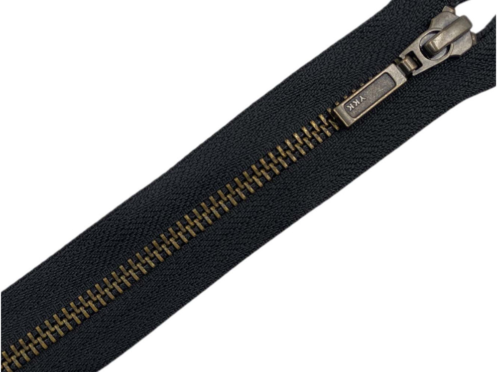 Металлическая молния бронза YKK Т5, чёрный,  цена за 1 шт (арт.16-br-bl)