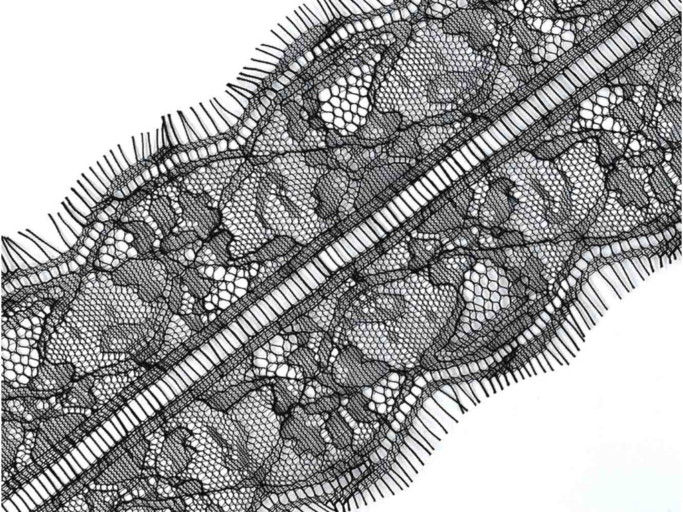 Кружево ажурное, французское 115 мм, чёрный, цена за 1 метр (арт.16005-wh)