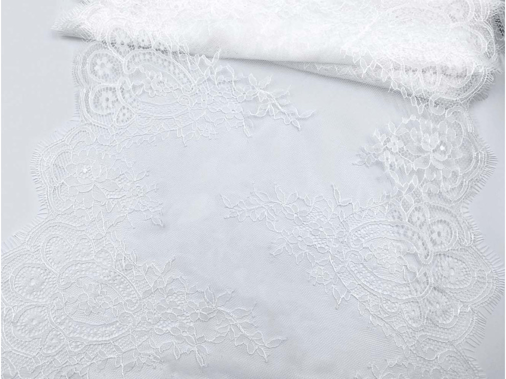Кружево ажурное, французское 350 мм, белый, цена за 1 метр (арт.16013-wh)