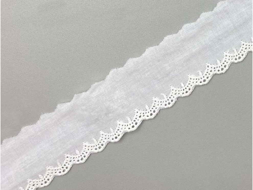 Прошва, кружево батистовое 30 мм, молочный, цена за 1 метр (арт.16080-milk)