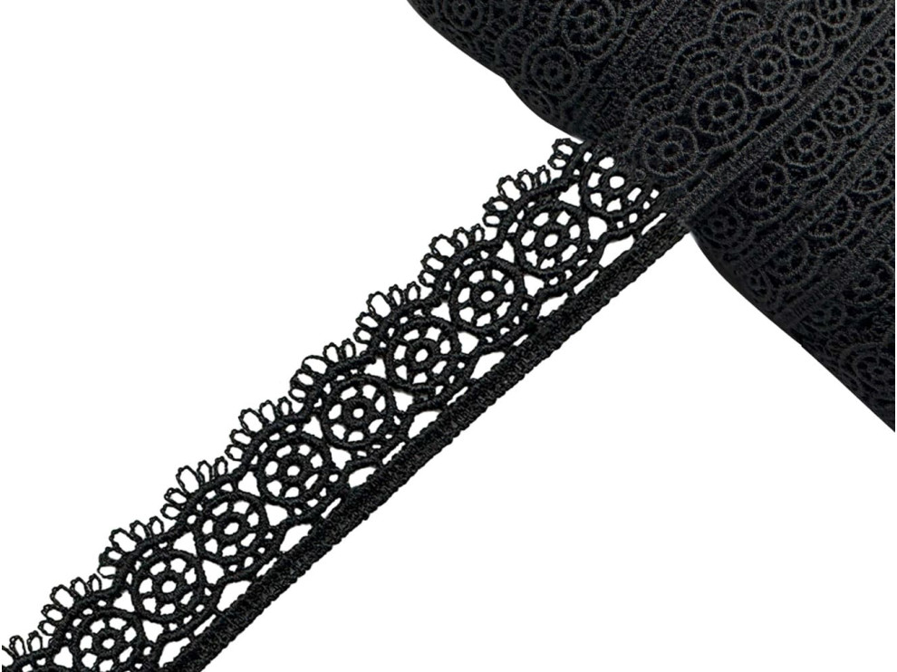 Кружево ажурное 20 мм, чёрный, цена за 1 метр (арт.16148-bl)