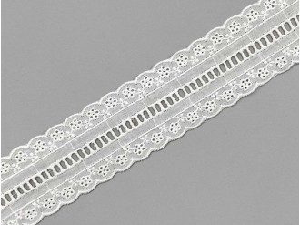 Прошва, кружево батистовое 50 мм, молочный, цена за 1 метр (арт.16155-milk)