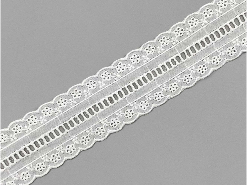 Прошва, кружево батистовое 50 мм, молочный, цена за 1 метр (арт.16155-milk)