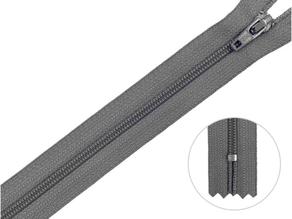 Молния брючная YKK Т3, серый, цена за 1 шт (арт.20/20-384)