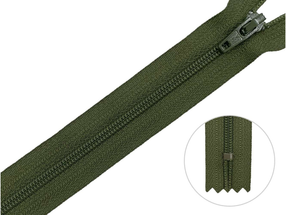 Молния брючная YKK Т3, зеленый, цена за 1 шт (арт.20/20-566)