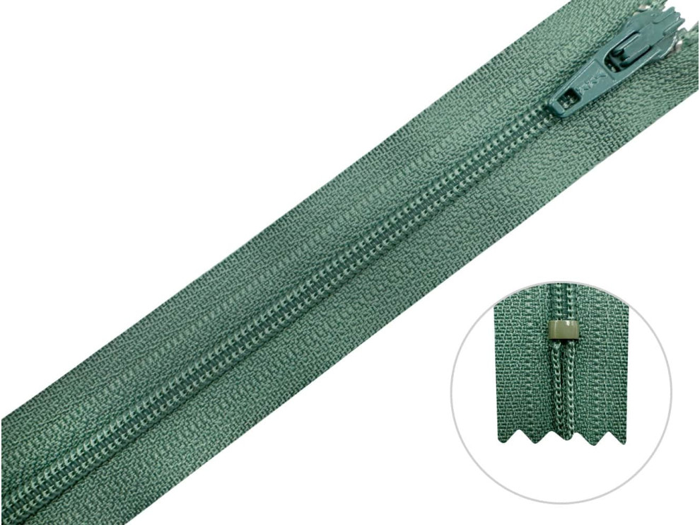 Молния брючная YKK Т3, серо-зелёный, цена за 1 шт (арт.20/20-911)