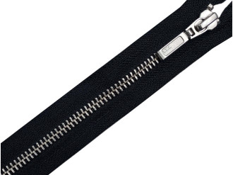 Металлическая молния никель YKK Т5, черный, 2 бегунка, цена за 1шт (арт.21-n-bl)