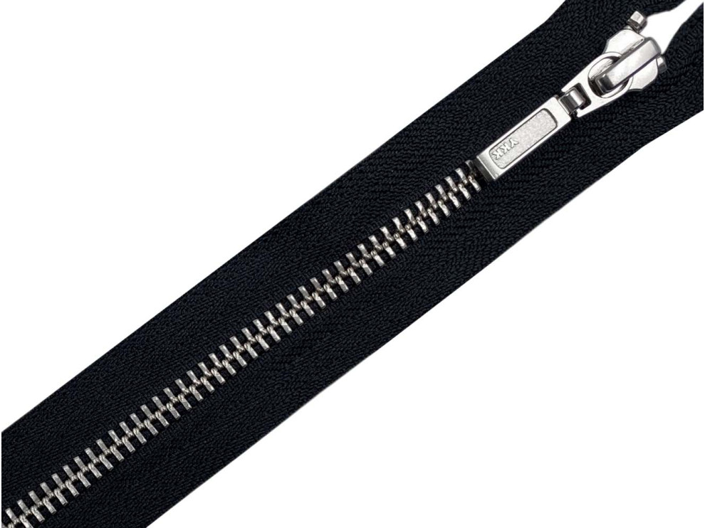 Металлическая молния никель YKK Т5, черный, 2 бегунка, цена за 1шт (арт.21-n-bl)