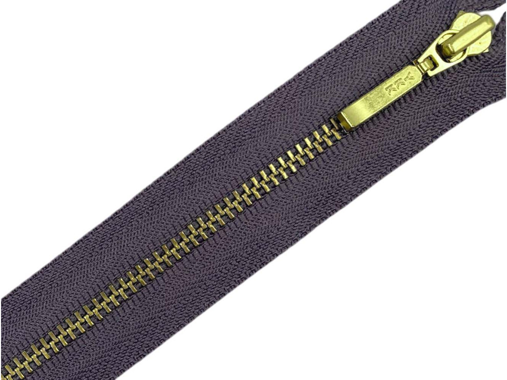 Металлическая молния золото YKK Т3, тёмно-сиреневый, цена за 1 шт (арт.22-217-g)