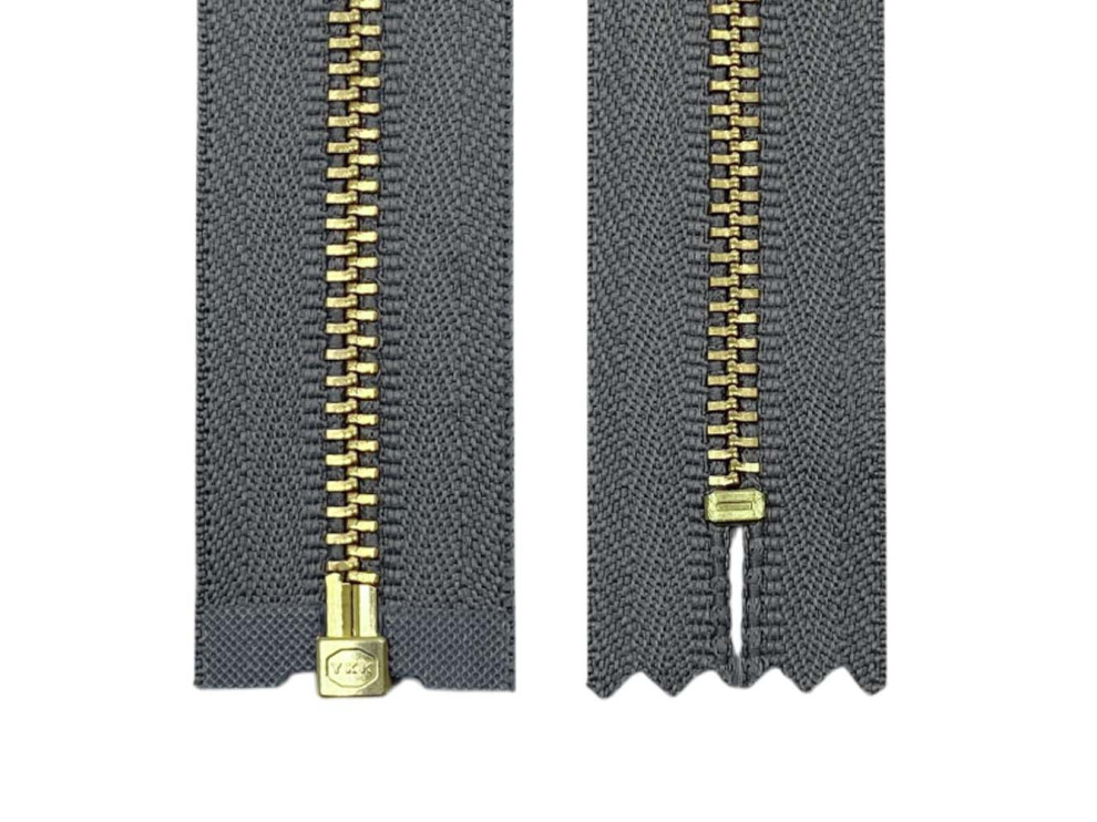 Металлическая молния золото YKK Т3, серый, цена за 1 шт (арт.22-275-g)