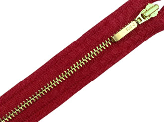 Металлическая молния золото YKK Т3, красный, цена за 1 шт (арт.22-519-g)