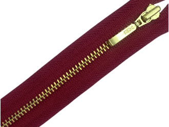Металлическая молния золото YKK Т3, бордовый, цена за 1шт (арт.22-520-g)