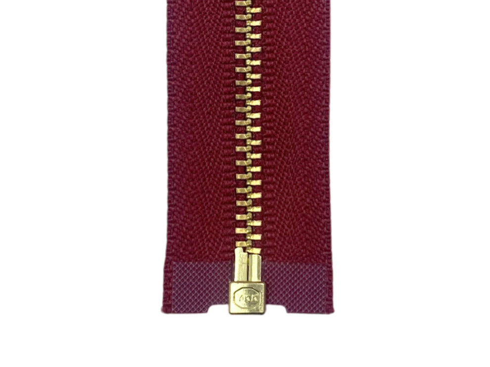 Металлическая молния золото YKK Т3, бордовый, цена за 1шт (арт.22-520-g)