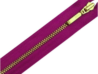 Металлическая молния золото YKK Т3, фуксия, цена за 1 шт (арт.22-853-g)