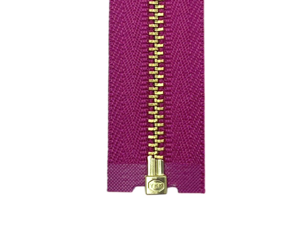 Металлическая молния золото YKK Т3, фуксия, цена за 1 шт (арт.22-853-g)