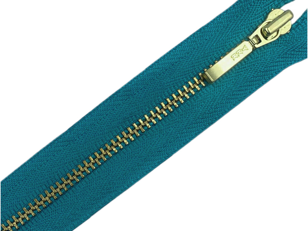Металлическая молния золото YKK Т3, зеленый, цена за 1 шт (арт.22-906-g)