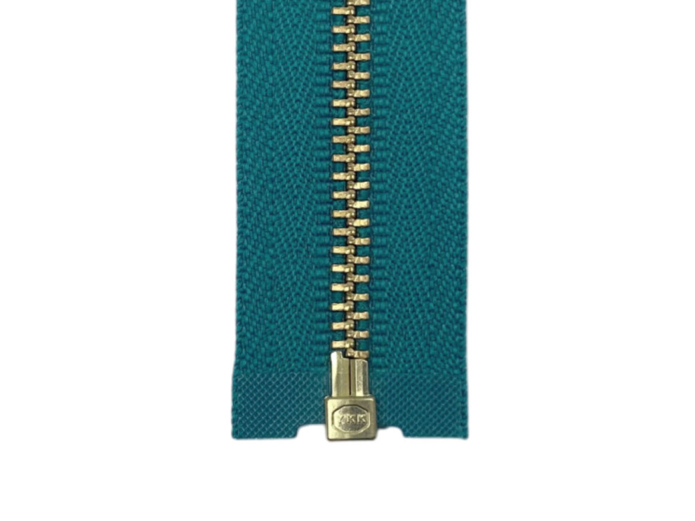 Металлическая молния золото YKK Т3, зеленый, цена за 1 шт (арт.22-906-g)