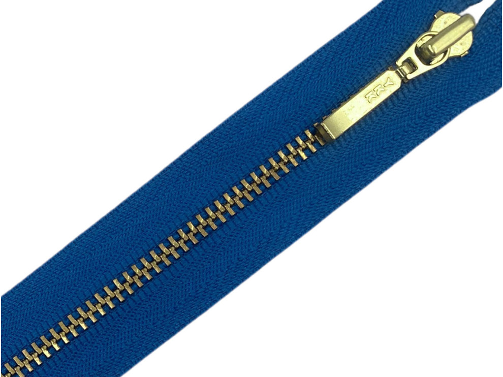 Металлическая молния золото YKK Т3, голубой, цена за 1шт (арт.22-909-g)