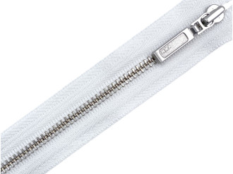 Металлическая молния никель YKK Т3, белый, цена за 1 шт (арт.24-501-n)