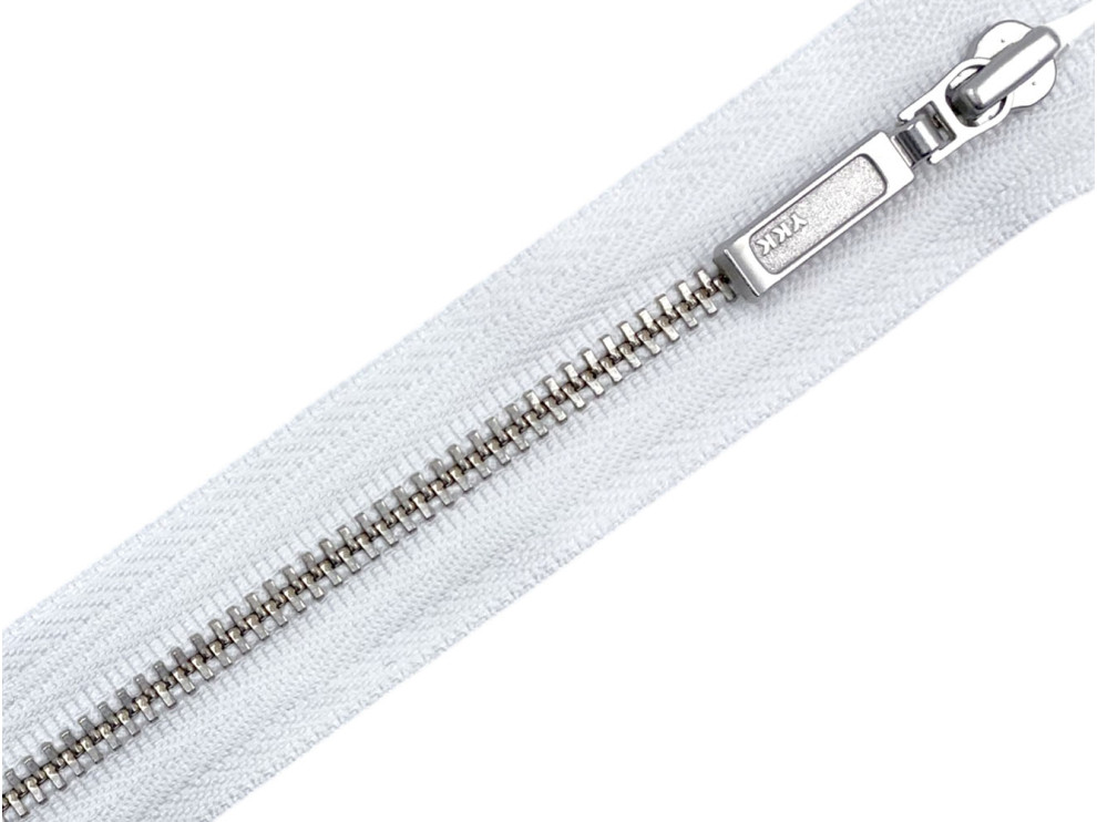 Металлическая молния никель YKK Т3, белый, цена за 1 шт (арт.24-501-n)