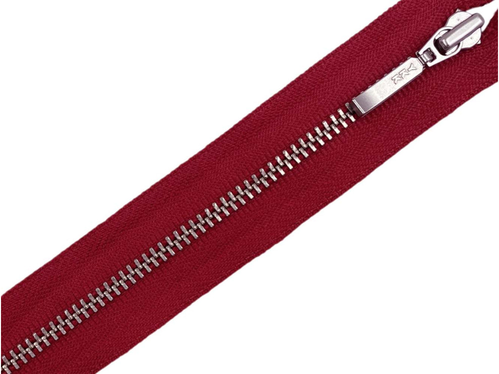 Металлическая молния никель YKK Т3, красный, цена за 1 шт (арт.24-519-n)