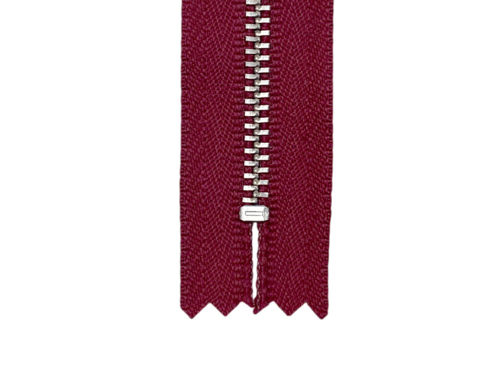 Металлическая молния никель YKK Т3, бордовый, цена за 1 шт (арт.24-520-n)