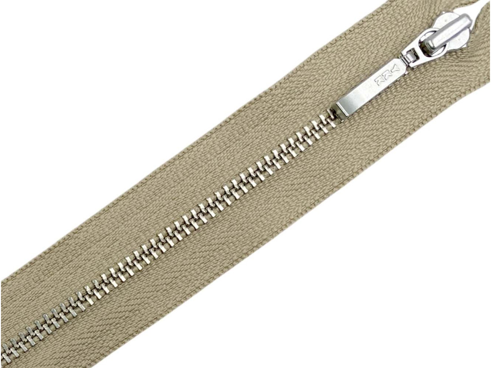 Металлическая молния никель YKK Т3, бежевый, цена за 1 шт (арт.24-573-n)