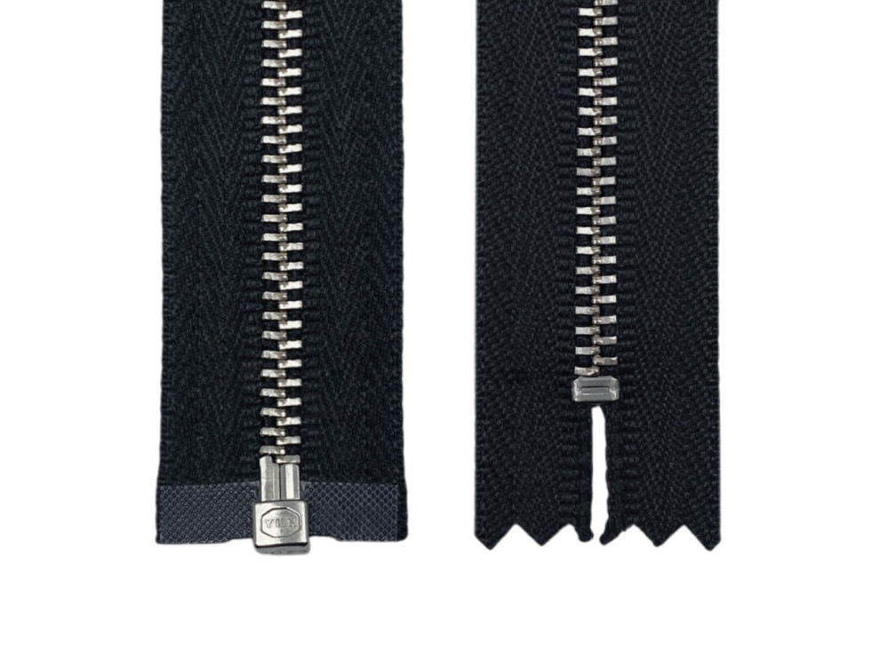 Металлическая молния никель YKK Т3, чёрный, цена за 1 шт (арт.24-bl-n)