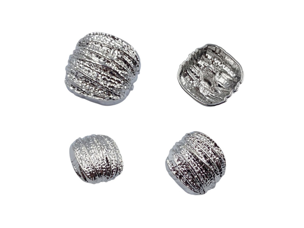 Ґудзик металевий фактурний, нікель, ціна за 1 шт (арт.35636-n)