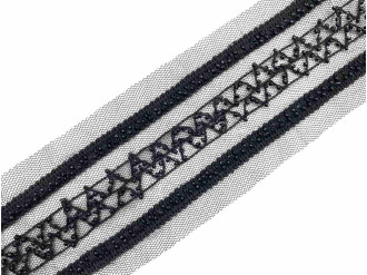 Мереживо гіпюрове 70 мм, чорний, ціна за 1 метр (арт.5582)