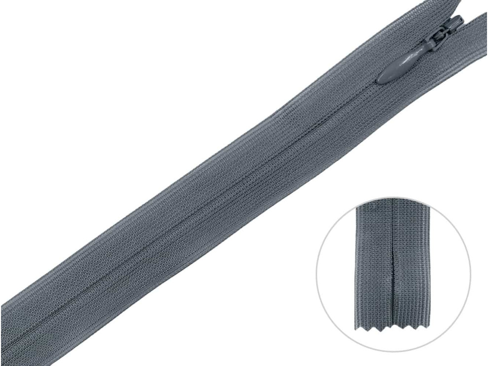 Потайная молния YKK, серый, цена за 1 шт (арт.60-182)