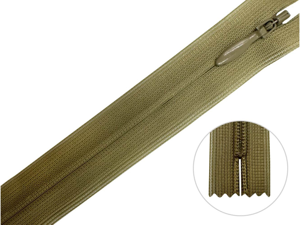 Потайная молния YKK, хаки, цена за 1 шт (арт.60-886)