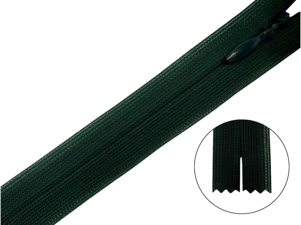 Потайная молния YKK, тёмно-зеленый, цена за 1 шт (арт.60-890)