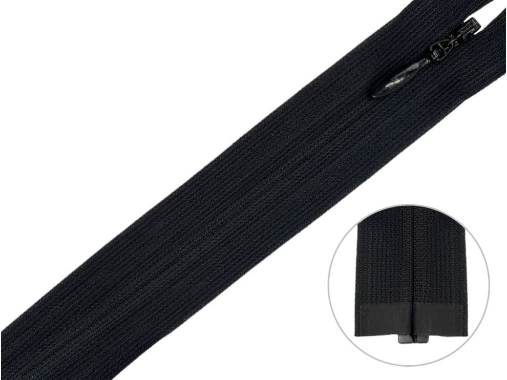 Потайная молния корсетная YKK, чёрный, 60 см, цена за 1 шт (арт.60-580)