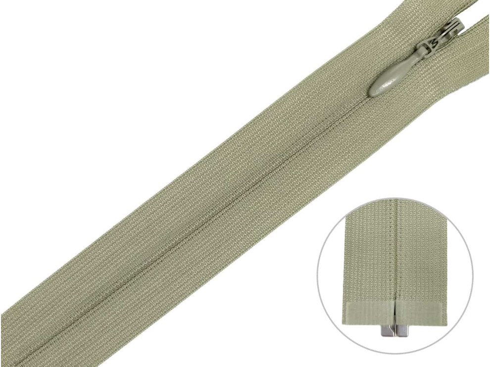 Потайная молния корсетная YKK, оливковый, 60 см, цена за 1 шт (арт.60-884)