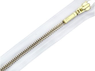 Металева блискавка золото YKK Т5, білий, ціна за 1 шт (арт.12-501)
