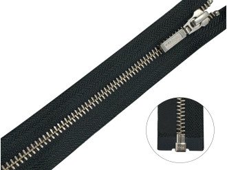Металлическая молния никель YKK Т5, темно-серый, цена за 1 шт (арт.14-156)
