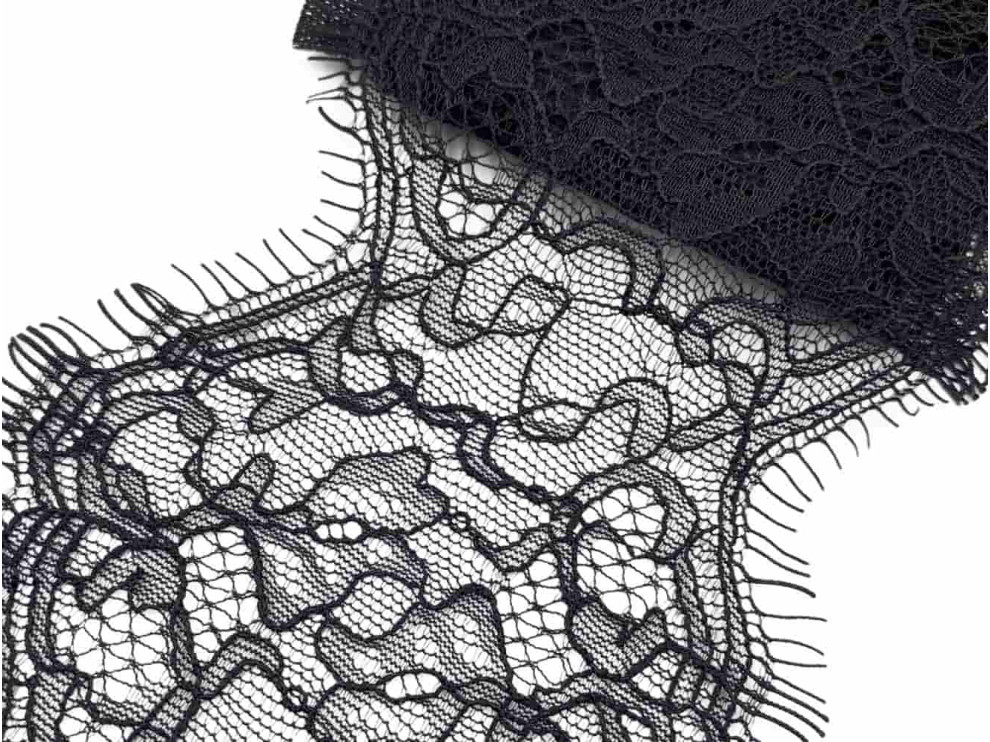 Мереживо ажурне, французьке 100 мм, чорний, ціна за 1 метр (арт.16034-bl)