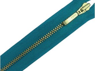 Металлическая молния золото YKK Т3, зеленый, цена за 1 шт (арт.22-906-g)
