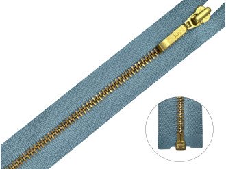 Металлическая молния золото YKK Т3, голубой, цена за 1 шт (арт.22-232)
