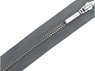 Металлическая молния никель YKK Т3, светло-серый, цена за 1 шт (арт.24-275-n)