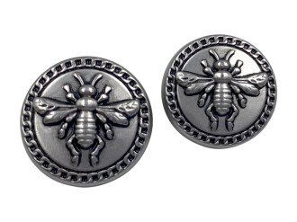 Ґудзик металевий з бджолою, античний нікель, ціна за 1 шт (арт.35423)